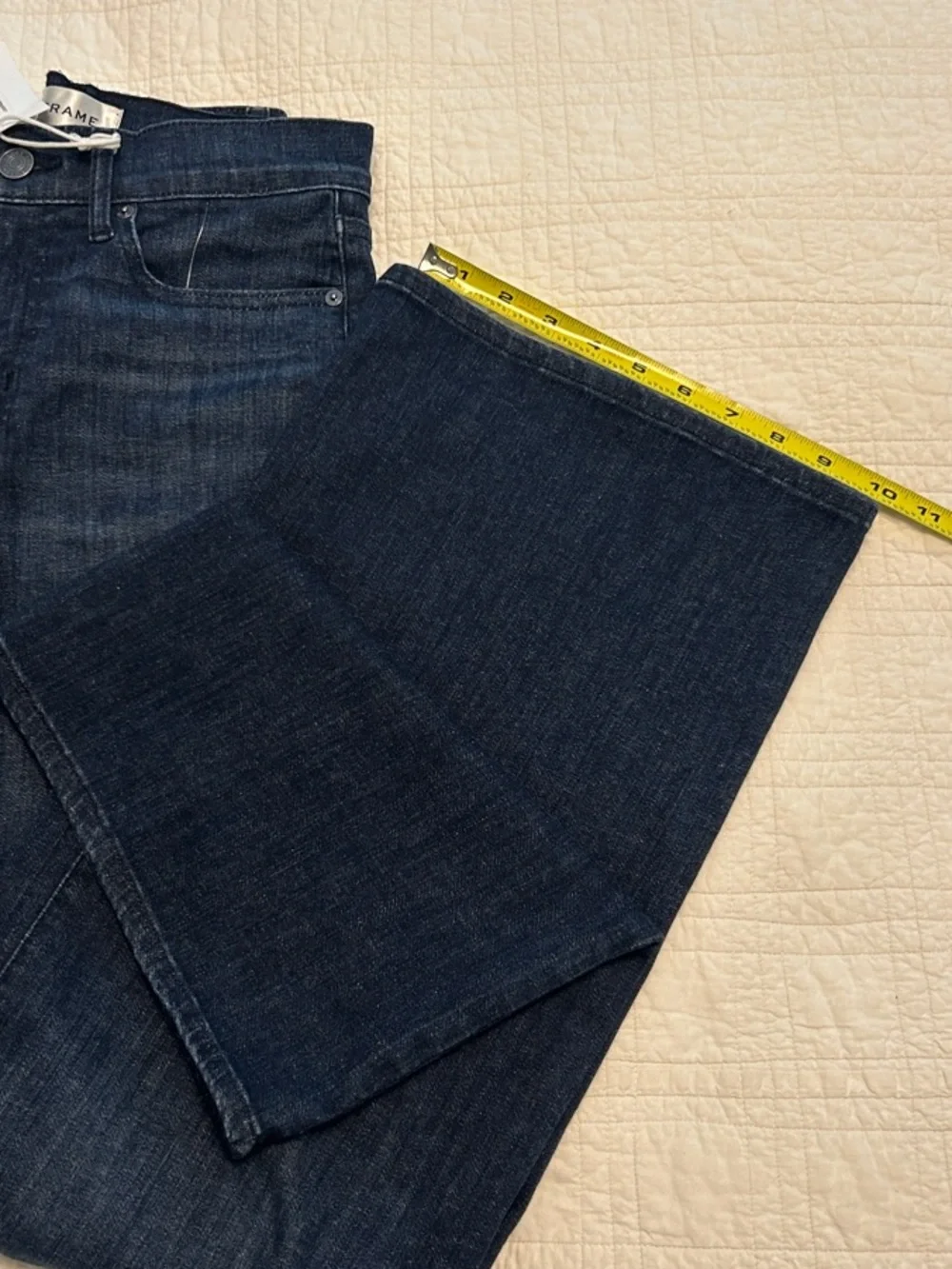 NWT FRAME Le Slim Palazzo High-Rise Wide-Leg Deep Blue Wash Jeans.